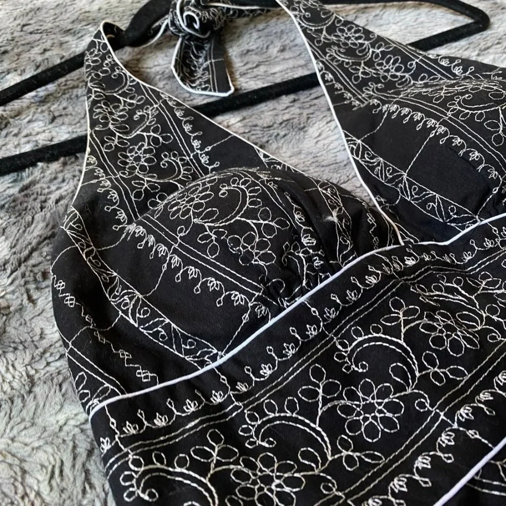 VTG Embroidered Halter Dress